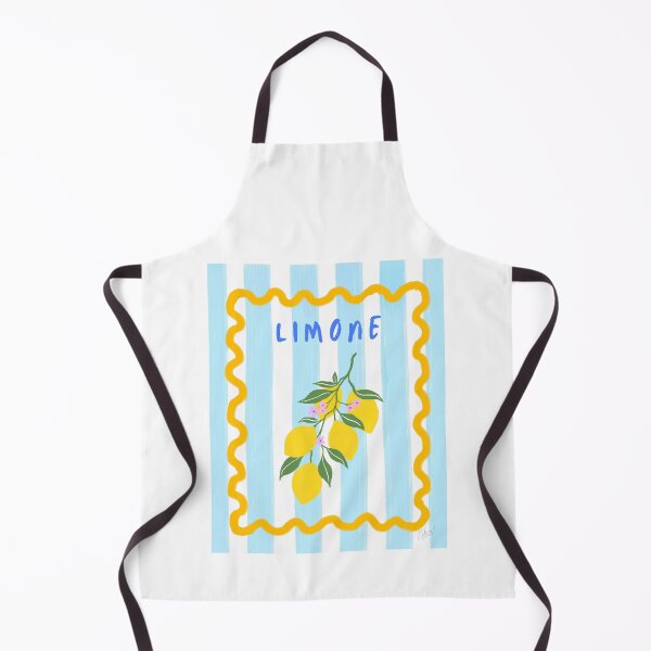 Item preview, Limone Lemons Italian Summer Beachy Vacation Blue Pastel Stripes Modern Design designed and sold by Natasha May Design.