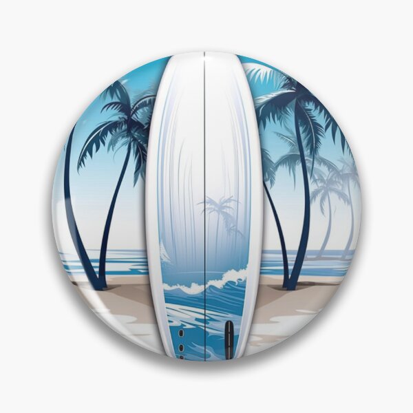 Item preview, Tropical Surfboard on Beach with Palm Trees designed and sold by PaintbrushPlace.