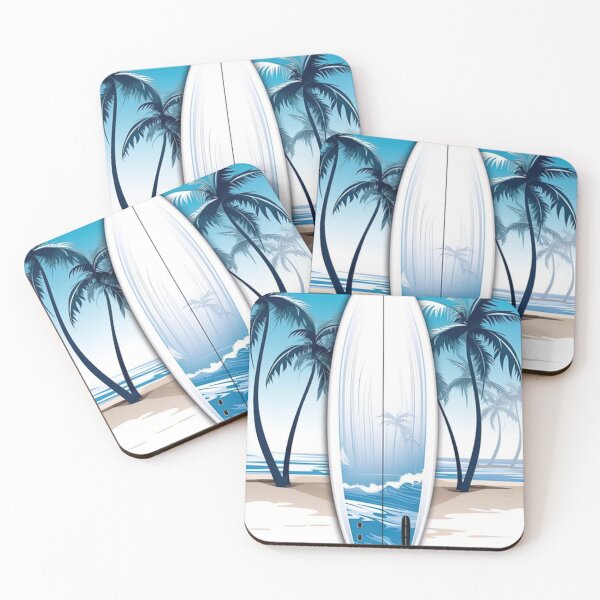Item preview, Tropical Surfboard on Beach with Palm Trees designed and sold by PaintbrushPlace.