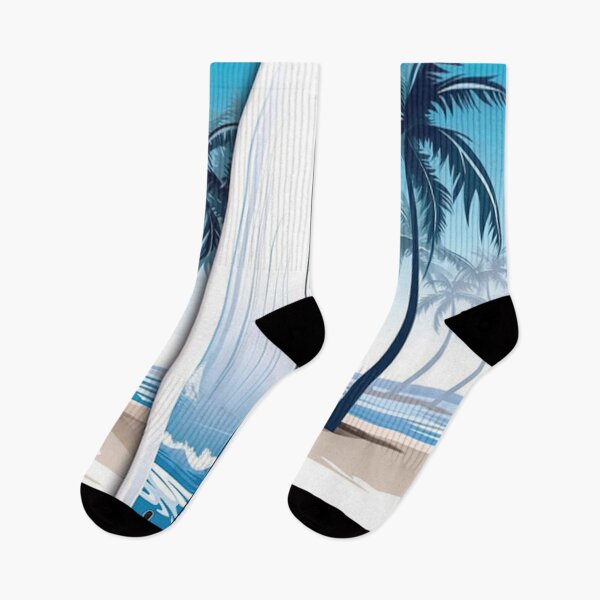 Item preview, Tropical Surfboard on Beach with Palm Trees designed and sold by PaintbrushPlace.