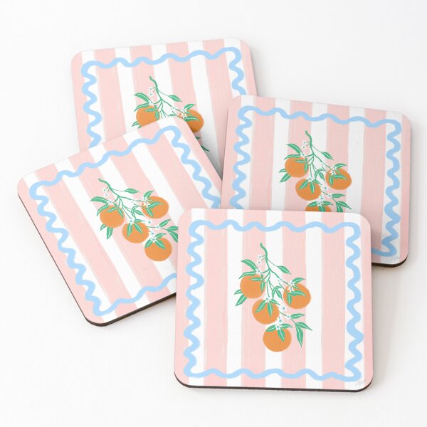 Item preview, Orange Arancia Italian Summer Beachy Vacation Pink Pastel Stripes Modern Design designed and sold by Natasha May Design.