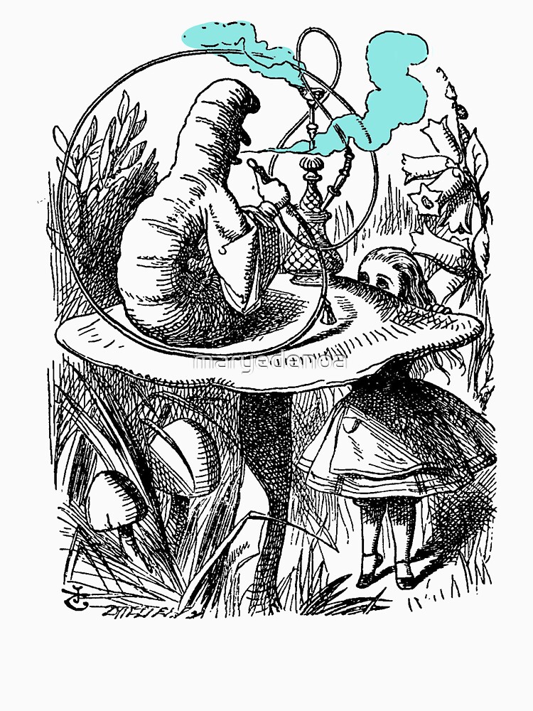 "Alice & The Hookah Smoking Caterpillar Alice In Wonderland" Tshirt