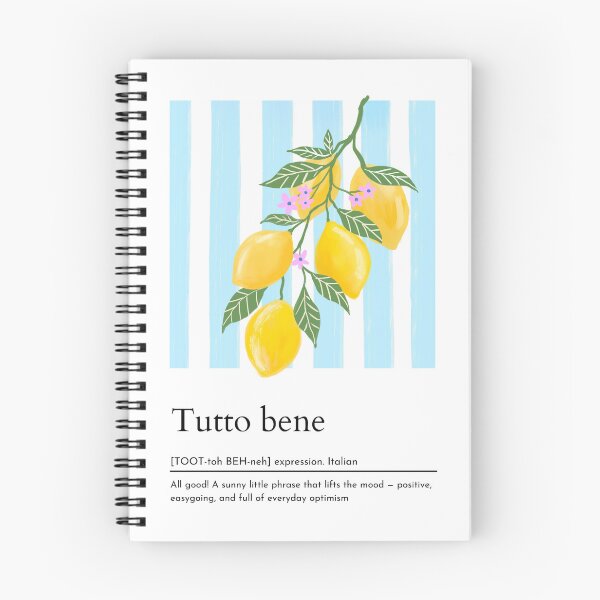 Item preview, Tutto Bene, Italian Lemon Beach Coastal Blue Stripes, Modern summer Italy Italian Amalfi Coast aesthetics designed and sold by Natasha May Design.