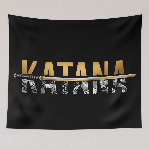 Item preview, Golden Katana Graffiti Art | Monochromatic Urban Samurai Design designed and sold by AV.