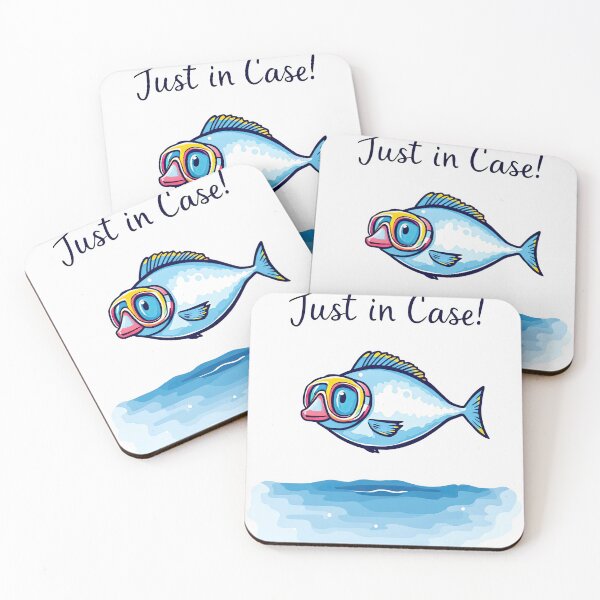 Item preview, There is a fish with goggles on its head and a sign that says just in case designed and sold by cafegrafis.