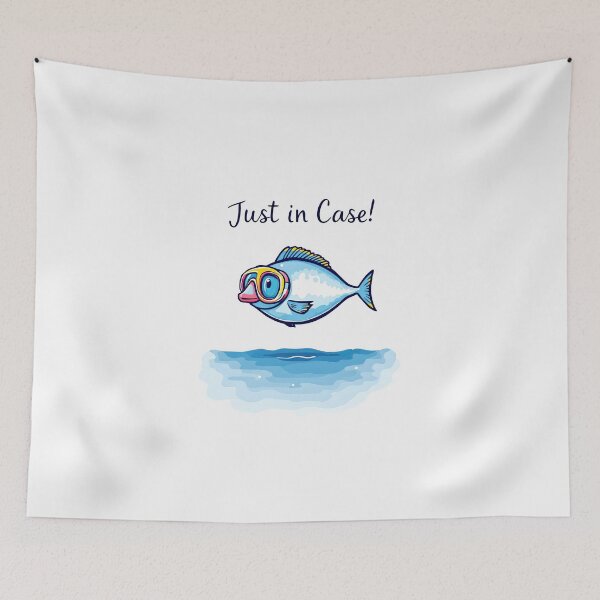 Item preview, There is a fish with goggles on its head and a sign that says just in case designed and sold by cafegrafis.