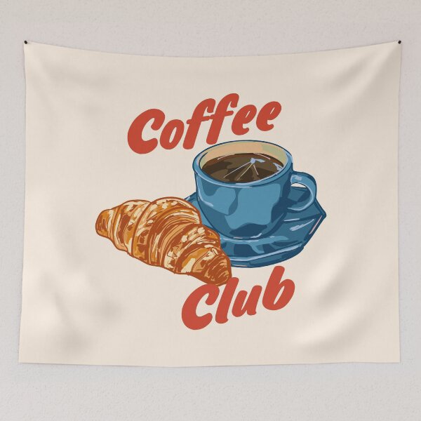 Item preview, Coffee Club – Croissant and Espresso Illustration designed and sold by MaiZephyr.