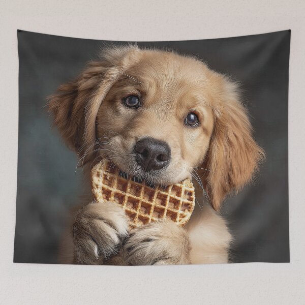 Item preview, Golden Retriever Puppy Eating Waffle 01 designed and sold by Elisabeth Lucas.