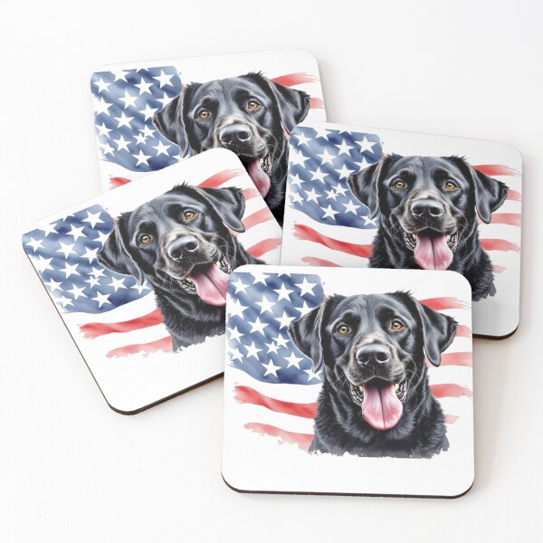 Item preview, Black Lab with American Flag in the back ground designed and sold by StickerCherry.