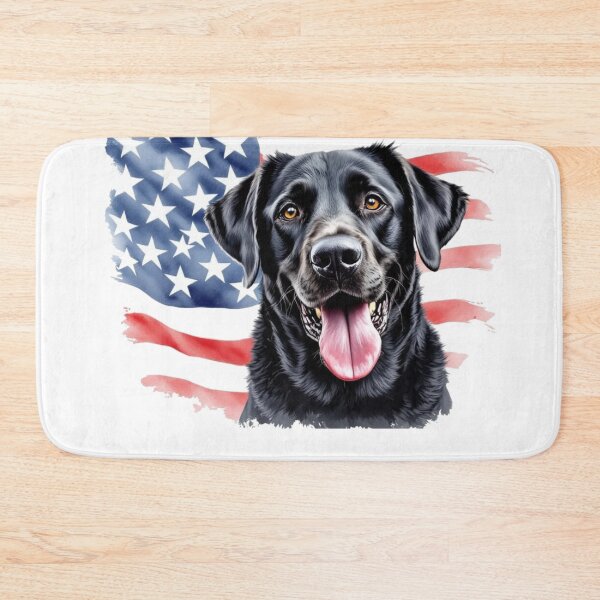Item preview, Black Lab with American Flag in the back ground designed and sold by StickerCherry.