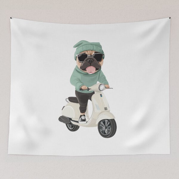 Item preview, Scooter Frenchie – Kawaii Cool Bulldog on Vintage Moped designed and sold by FreeMaMindStudio.