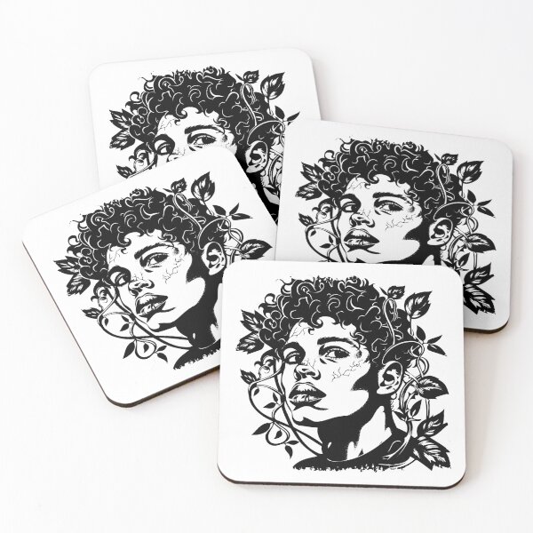 Item preview, Botanical Portrait – Black and White Nature-Infused Character Art designed and sold by inkoutninja.