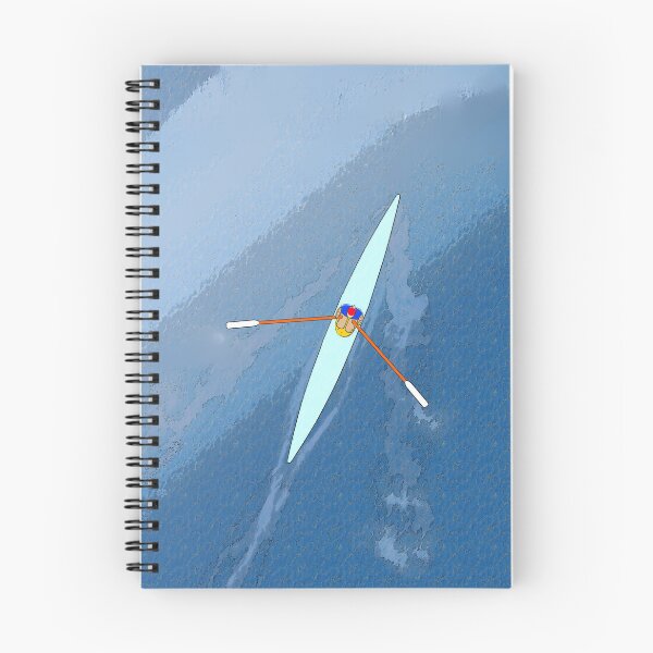 Item preview, Solo Rower on Blue Water – Aerial Rowing Scull Art Print for Rowing Lovers designed and sold by Michael van der Hoorn.