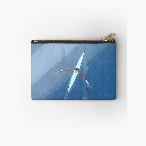 Item preview, Solo Rower on Blue Water – Aerial Rowing Scull Art Print for Rowing Lovers designed and sold by Michael van der Hoorn.