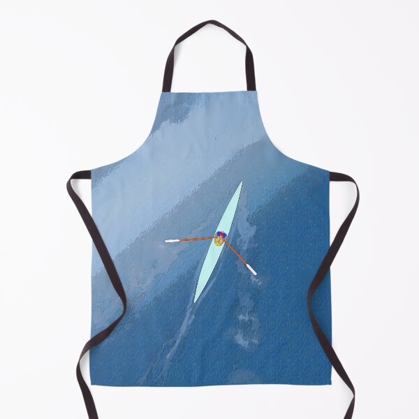 Item preview, Solo Rower on Blue Water – Aerial Rowing Scull Art Print for Rowing Lovers designed and sold by Michael van der Hoorn.
