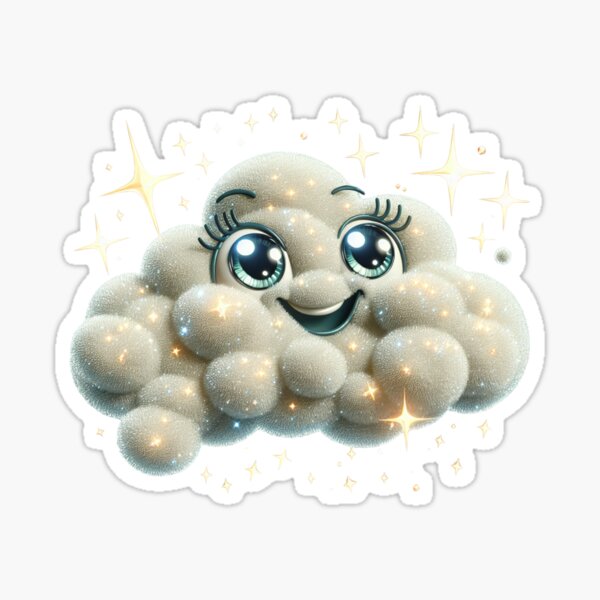 Item preview, Cute Sparkly Cloud Sticker – Kawaii Smiling Cloud Art designed and sold by Hasanify.