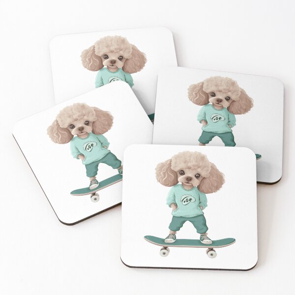 Item preview, Kawaii Skater Poodle – Cute Dog on Skateboard in Street Style Hoodie designed and sold by FreeMaMindStudio.