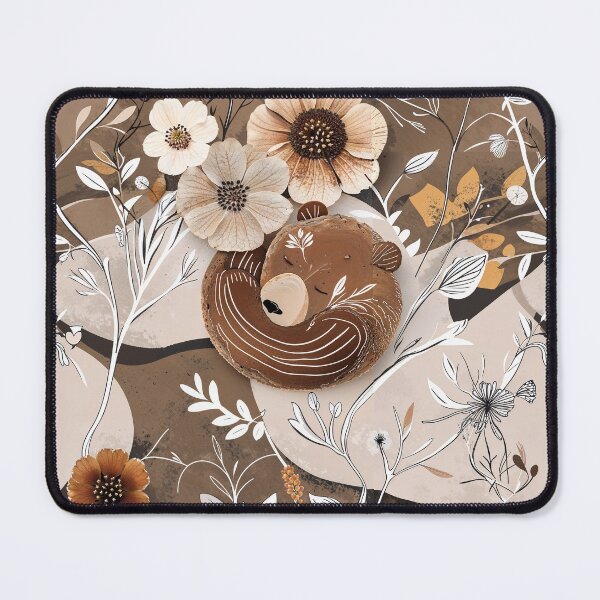 Item preview, Sleeping Bear in a Botanical Dream | Earth Tone Woodland Pattern designed and sold by WHITE FANGS.