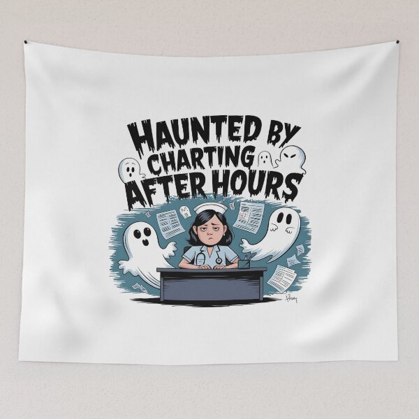 Item preview, Haunted by Charting After Hours – Funny Nurse Halloween designed and sold by CuteDesignables.