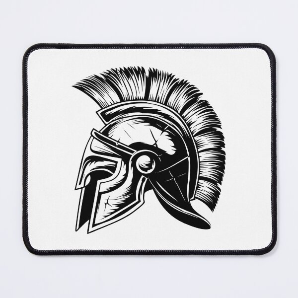 Item preview, Spartan Warrior Helmet – Black and White Ancient Armor Line Art designed and sold by inkoutninja.