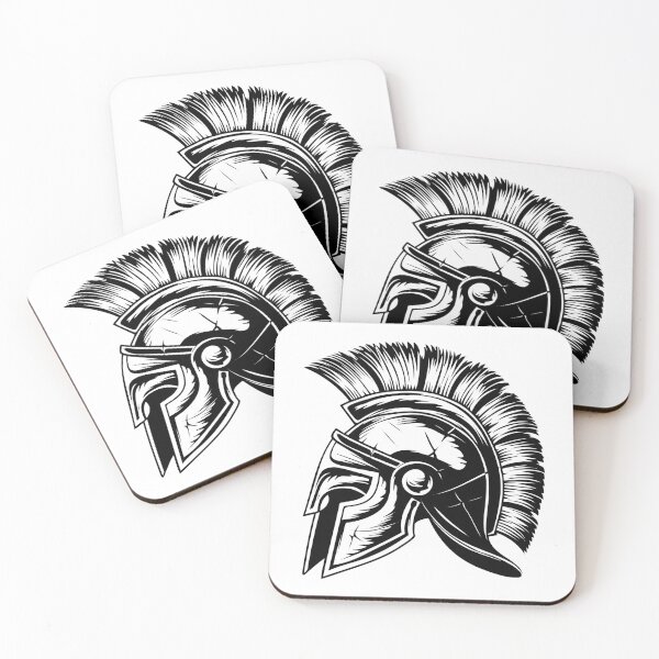 Item preview, Spartan Warrior Helmet – Black and White Ancient Armor Line Art designed and sold by inkoutninja.