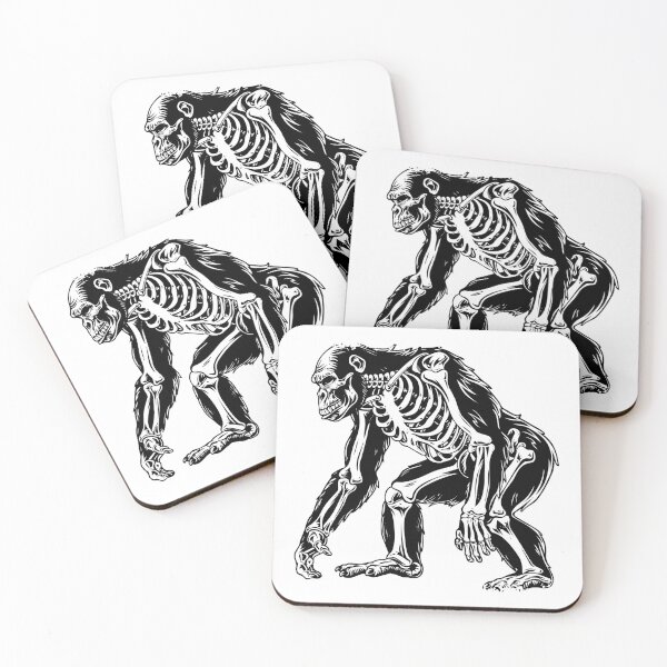 Item preview, Primal Ape Skeleton – Black and White Anatomical Gorilla Illustration designed and sold by inkoutninja.