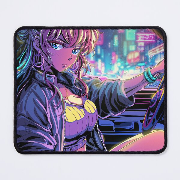 Item preview, Sexy Anime Girl Driving at Night – Neon City Pop Aesthetic designed and sold by AirForceTuan.