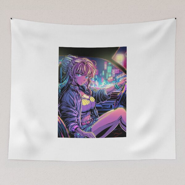 Item preview, Sexy Anime Girl Driving at Night – Neon City Pop Aesthetic designed and sold by AirForceTuan.