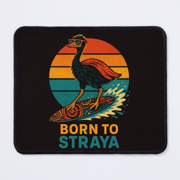 Item preview, Born to Straya – Surfing Emu Retro Design designed and sold by Tadeusz1.