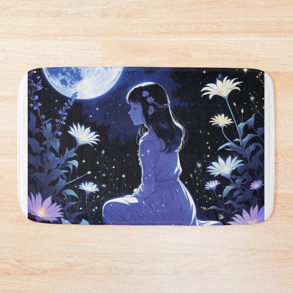 Item preview, Dreamlike Midnight Garden Illustration – Glowing Moonflowers & Starry Petals designed and sold by Deezyned.