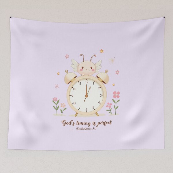 Item preview, God’s Timing Is Perfect,  (Ecclesiastes 3:1) – Kawaii Bible Verse Art for Christian Encouragement & Mental Health Affirmation | Encouraging Christian Art  designed and sold by AmenAlways.