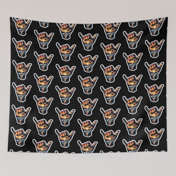 Item preview, Tropical Shaka Sunset Beach Hand Sign Sticker designed and sold by FestivityFinds.