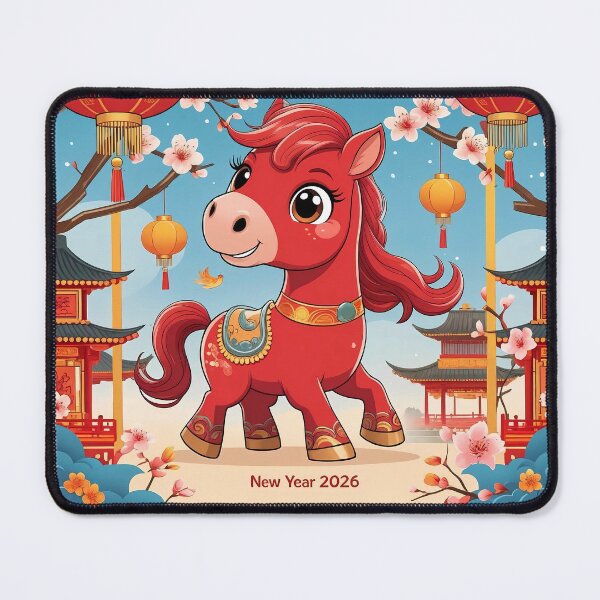 Item preview, Celebratory illustration featuring a cheerful red horse for the Lunar New Year 2026 designed and sold by Ms. Iryna.