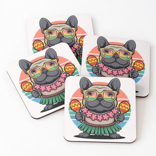Item preview, Hula French Bulldog Tropical Summer Vibes Sticker designed and sold by FestivityFinds.