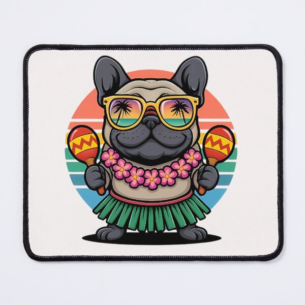 Item preview, Hula French Bulldog Tropical Summer Vibes Sticker designed and sold by FestivityFinds.