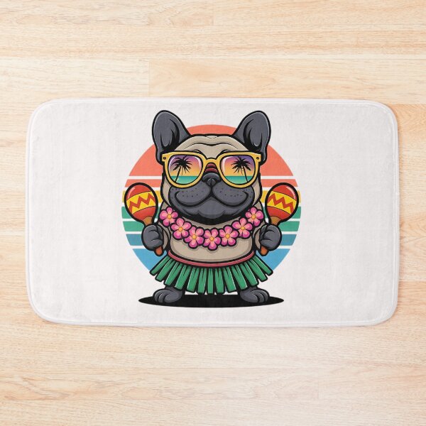 Item preview, Hula French Bulldog Tropical Summer Vibes Sticker designed and sold by FestivityFinds.
