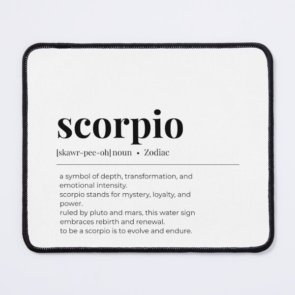 Item preview, Scorpio Zodiac Definition Minimalist Black and White Art Print designed and sold by ZodiacVibesStudio.