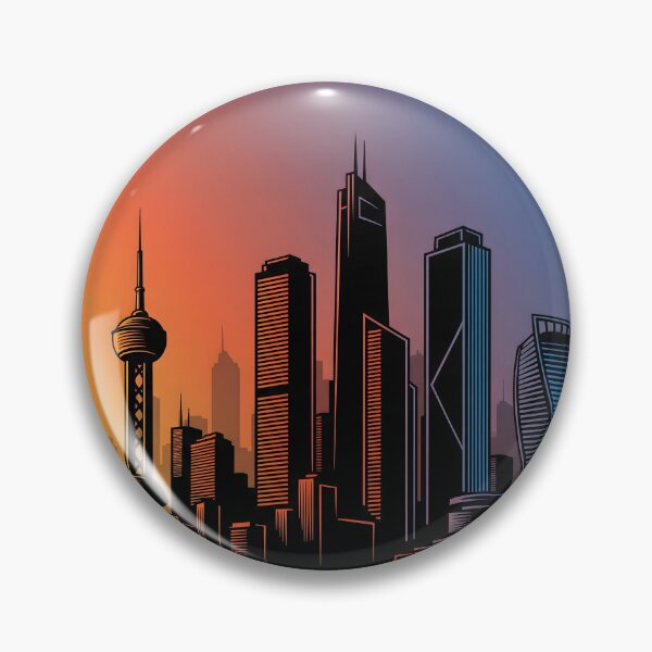 Item preview, City Skyline Silhouette - Vibrant Sunset designed and sold by PufftailStudio.