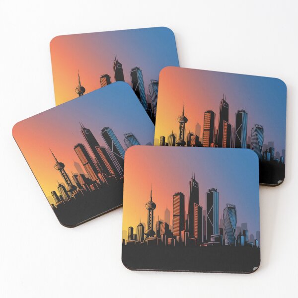 Item preview, City Skyline Silhouette - Vibrant Sunset designed and sold by PufftailStudio.