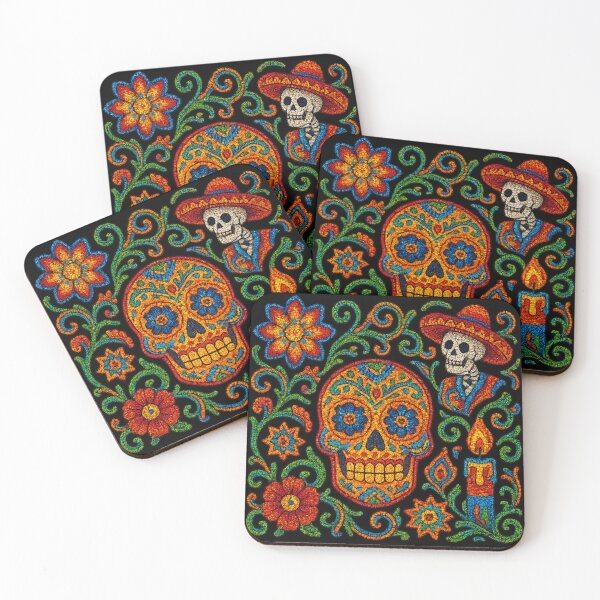Item preview, Mexican folk art design with Huichol patterns and Day of the Dead traditional motifs designed and sold by optimusprime39.