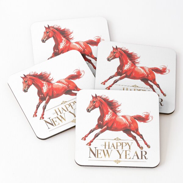 Item preview, Celebratory red horse representing the New Year in vibrant design, capturing festive spirit and joy of new beginnings designed and sold by Ms. Iryna.