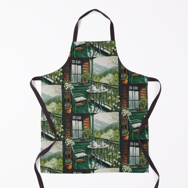 Item preview, Peaceful Green Balcony with Tea Set and Mountain View designed and sold by Diclebaybas.