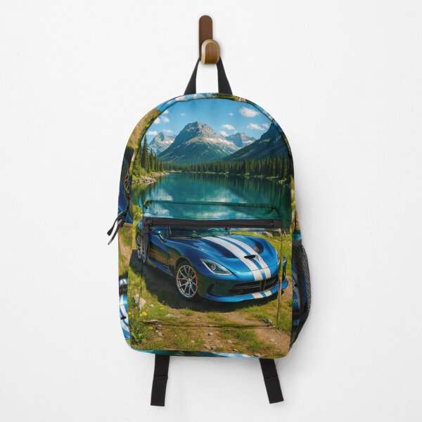 Item preview, Blue Sports Car Shines Beside Mountain Lake designed and sold by RevUpDesign.