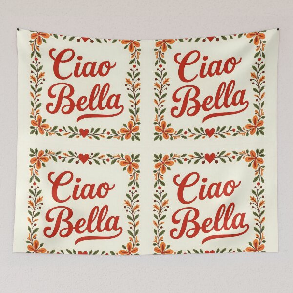 Item preview, Ciao Bella – Italian Folk Art Floral Heart Frame Design designed and sold by EmeraldeaArt.