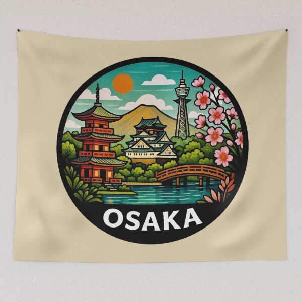 Item preview, Osaka Japan – Pagoda, Castle & Cherry Blossoms designed and sold by Myra365Art.