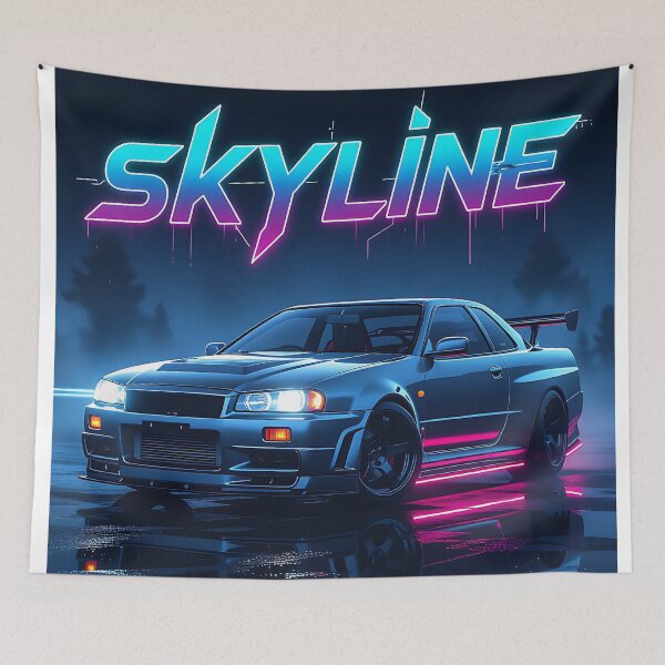 Item preview, Grey Tuned Nissan Skyline, Neon Art Lettering designed and sold by Salimgor Hangaround Music.