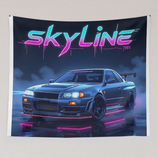 Item preview, Tuned Nissan Skyline, neon art lettering designed and sold by Salimgor Hangaround Music.