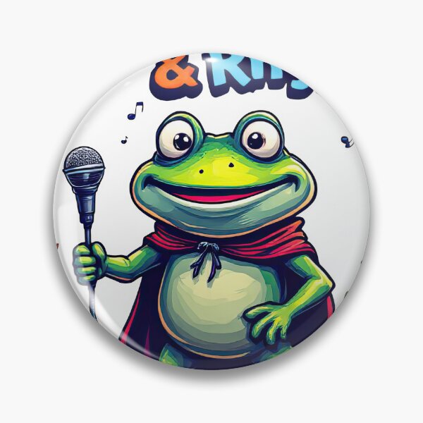 Item preview, A close up of a cartoon frog with a microphone on a rock designed and sold by cafegrafis.