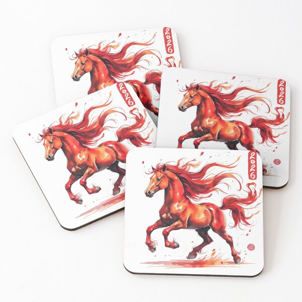 Item preview, Vibrant depiction of a red horse with flowing mane celebrating the spirit of freedom and strength in dynamic motion designed and sold by Ms. Iryna.