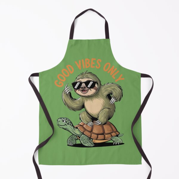 Item preview, Aura farming with humor. Sloth on a turtle with text 'Good vibes only' designed and sold by Tomasz Siennicki.